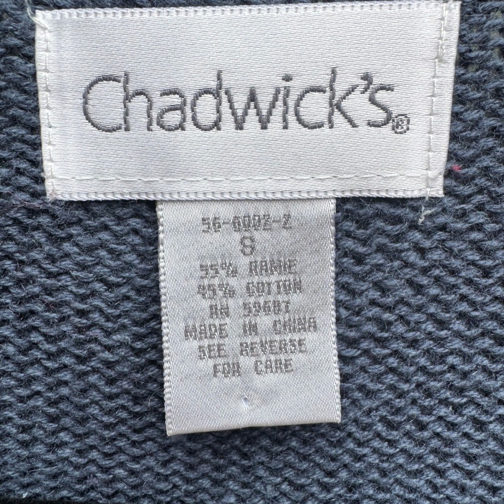 Vintage Chadwicks Womens Black Multicolor Crochet Zigzag Cardigan Sweater SMALL - Picture 4 of 8